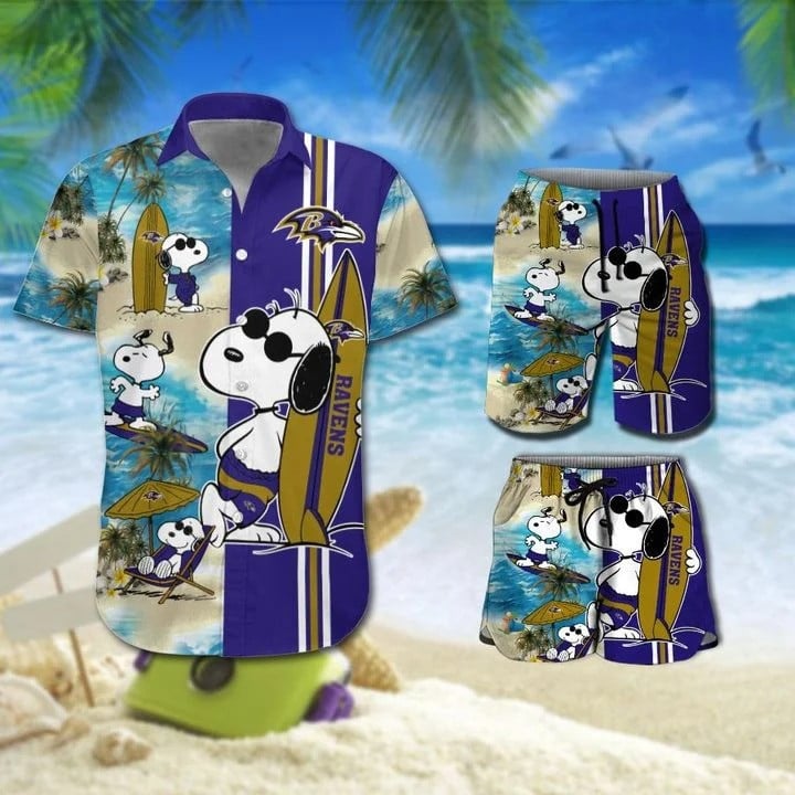 Snoopy And Baltimore Ravens Hawaiian Shirt