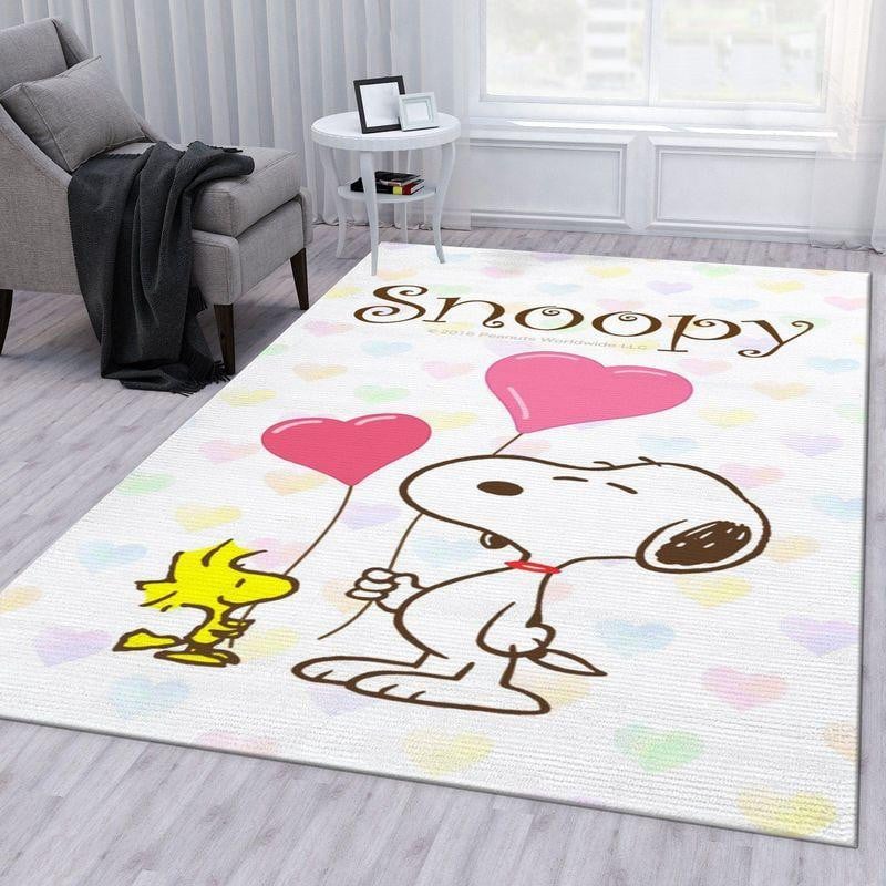 Snoopy Love  Area Rug Living Room And Bed Room Rug Gift Us Decor