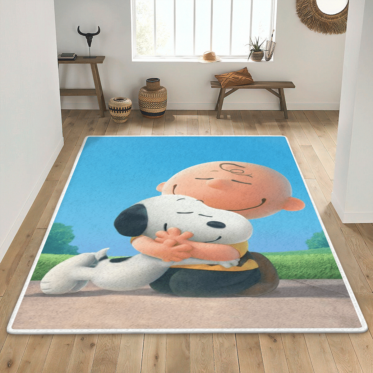 Peanuts Snoopy Charlie Brown Area Rug Living Room, Funny Snoopy Rug Home Decor Floor Decor