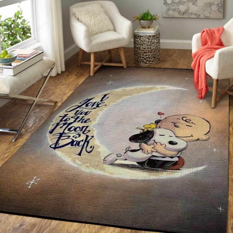 Snoopy I Love You To The Moon And Back Area Rug Living Room Rug Home Decor Floor 983
