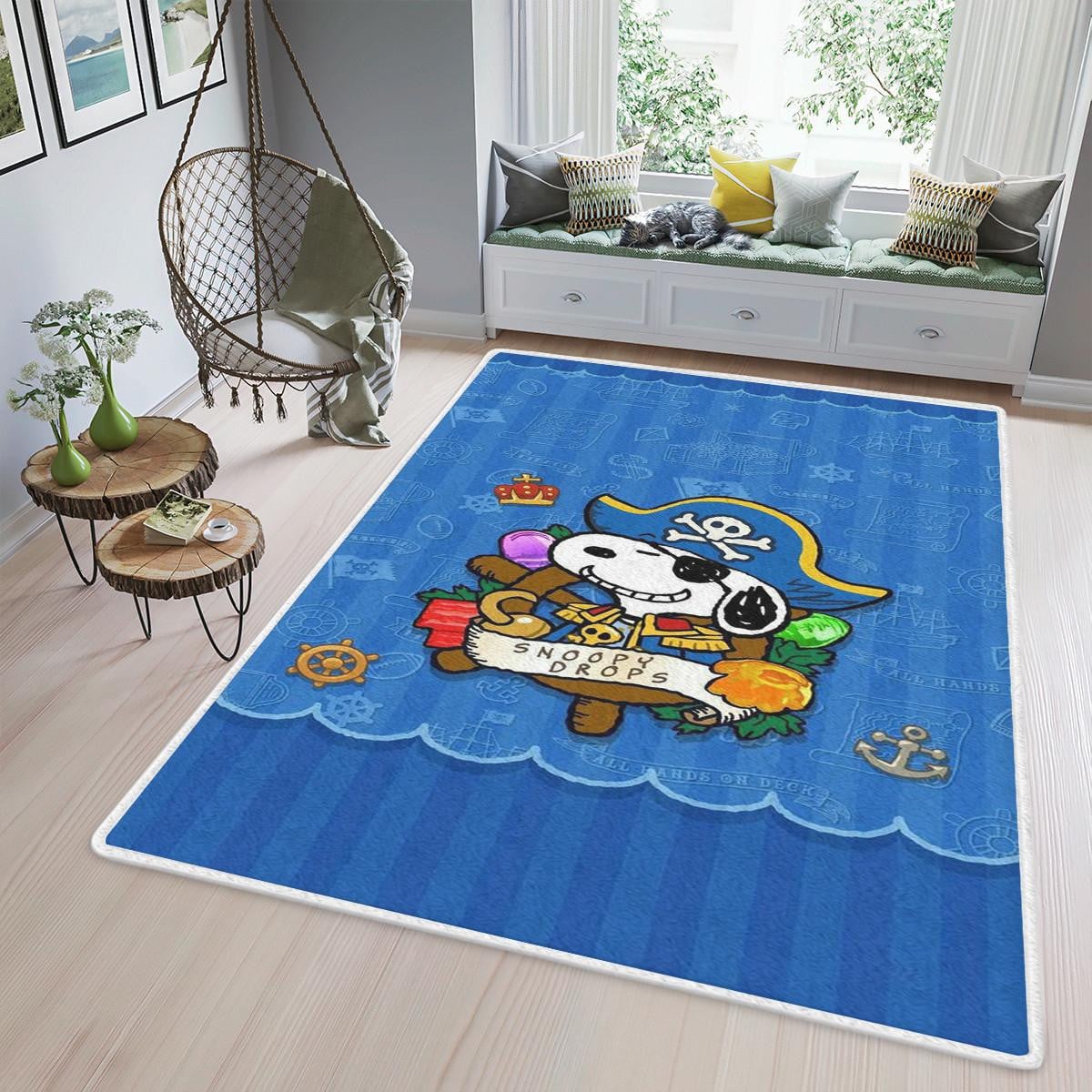 Pirate Snoopy Charlie Brown The Peanuts Cartoon Ver2 Gift Lover Area Rug Living Room,snoopy The Peanuts Gift For Fan Rug Home Decor Floor Decor