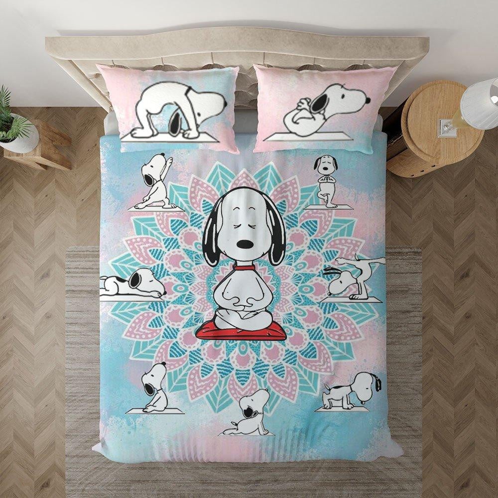 Snoopy The Peanuts Fan Gift, Yoga Snoopy Duvet Quilt Bedding Set