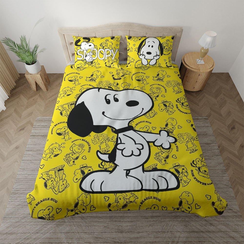 Snoopy The Peanuts Fan Gift, Funny Snoopy Gift, Snoopy Beagle Hug Duvet Quilt Bedding Set