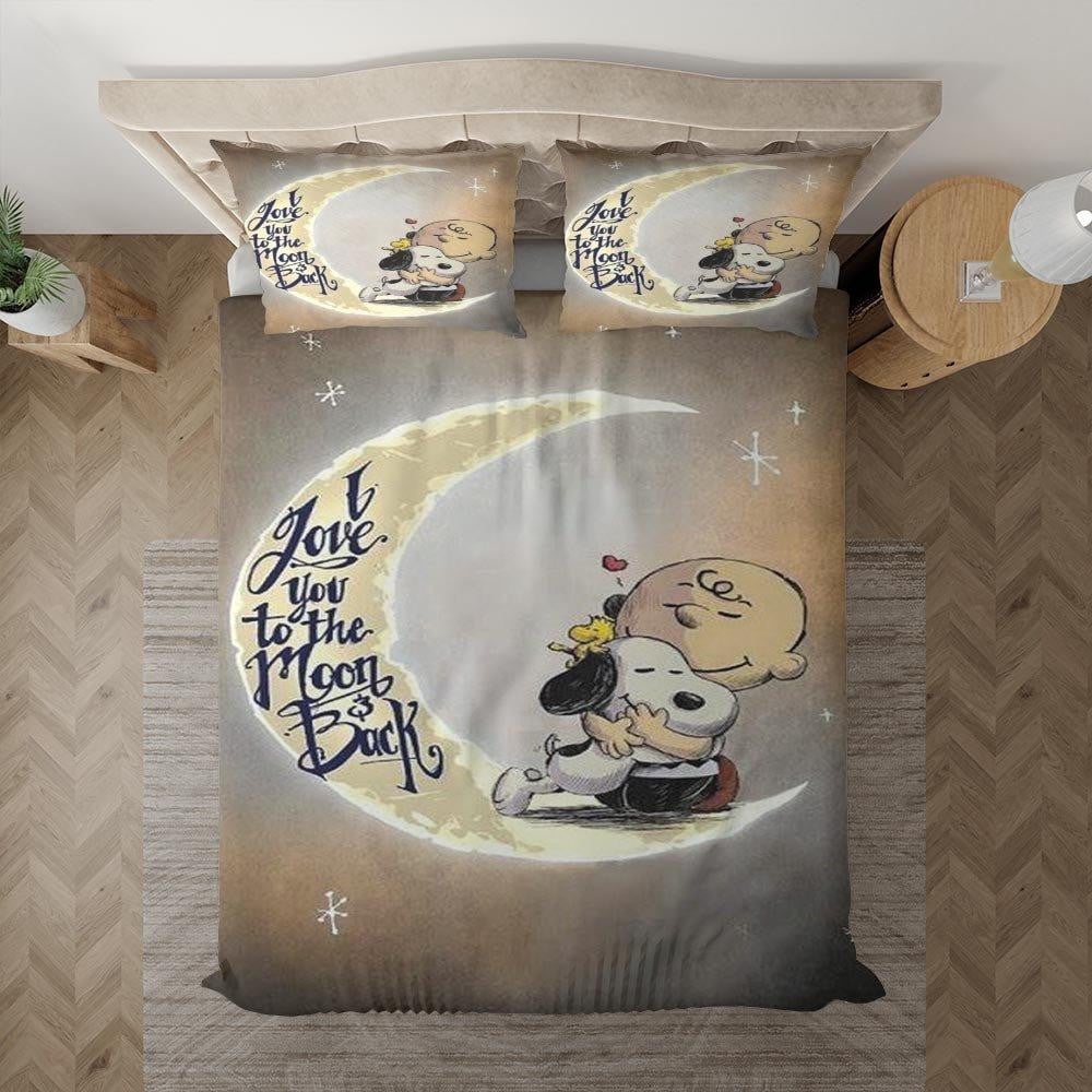 Snoopy &amp; Charlie Brown The Peanuts I Love You To The Moon And Back, Snoopy The Peanuts Duvet Quilt Bedding Set