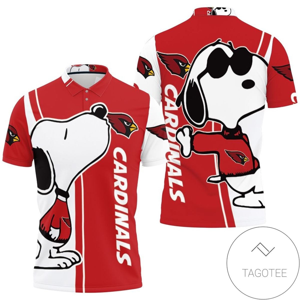 Mens & Womens Arizona Cardinals Snoopy Lover 3d Printed All Over Print Polo Shirt