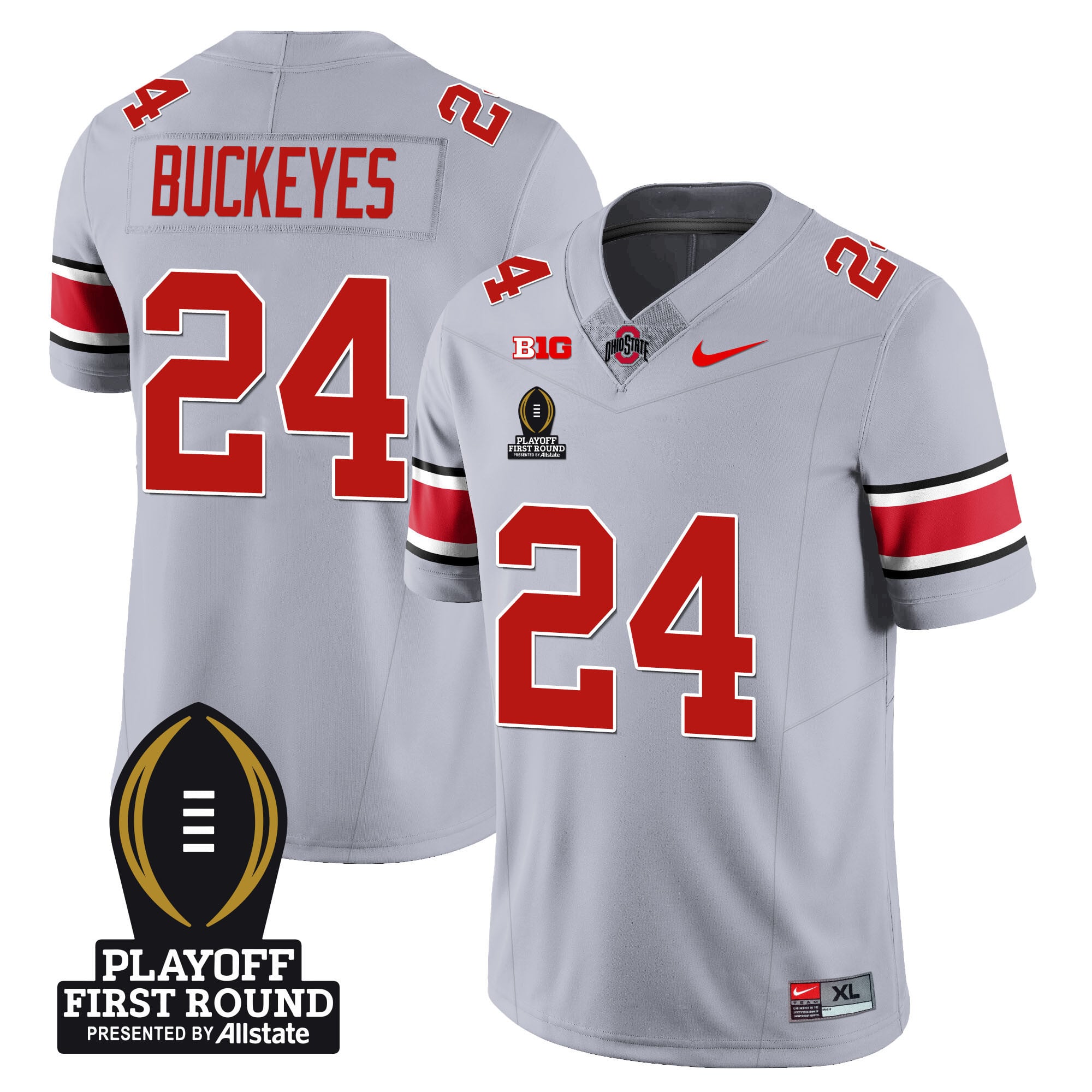 Men's Ohio State Buckeyes Football - Playoff First Round Patch - All Stitched