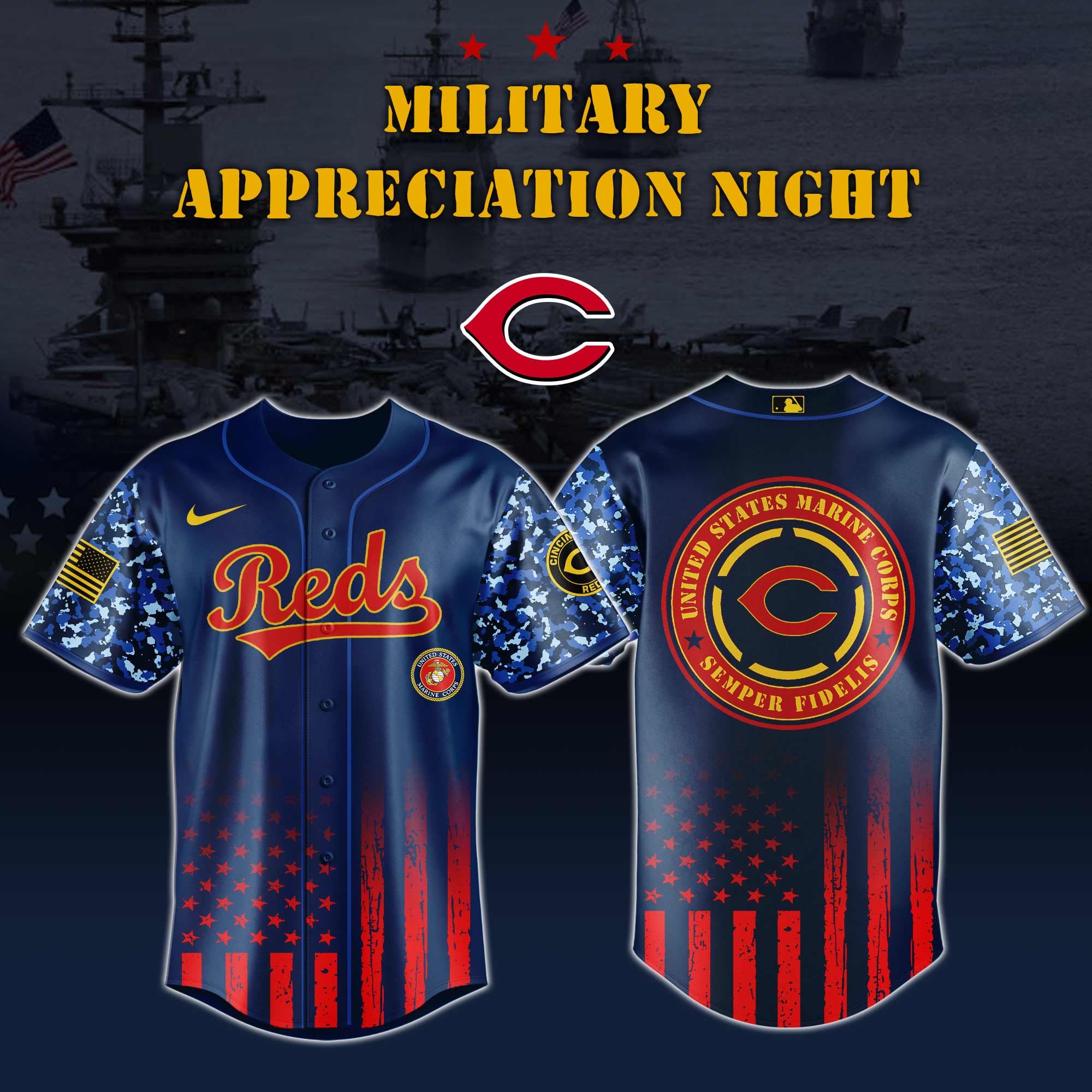 Cincinnati Reds Marine Corps Military Appreciation Night Jersey 
