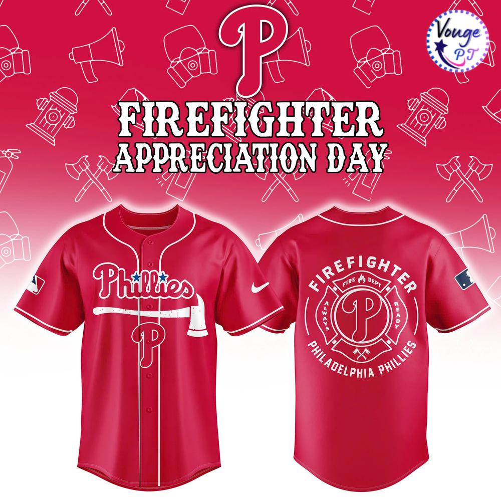 Philadelphia Phillies Firefighter Application Baseball Jersey 