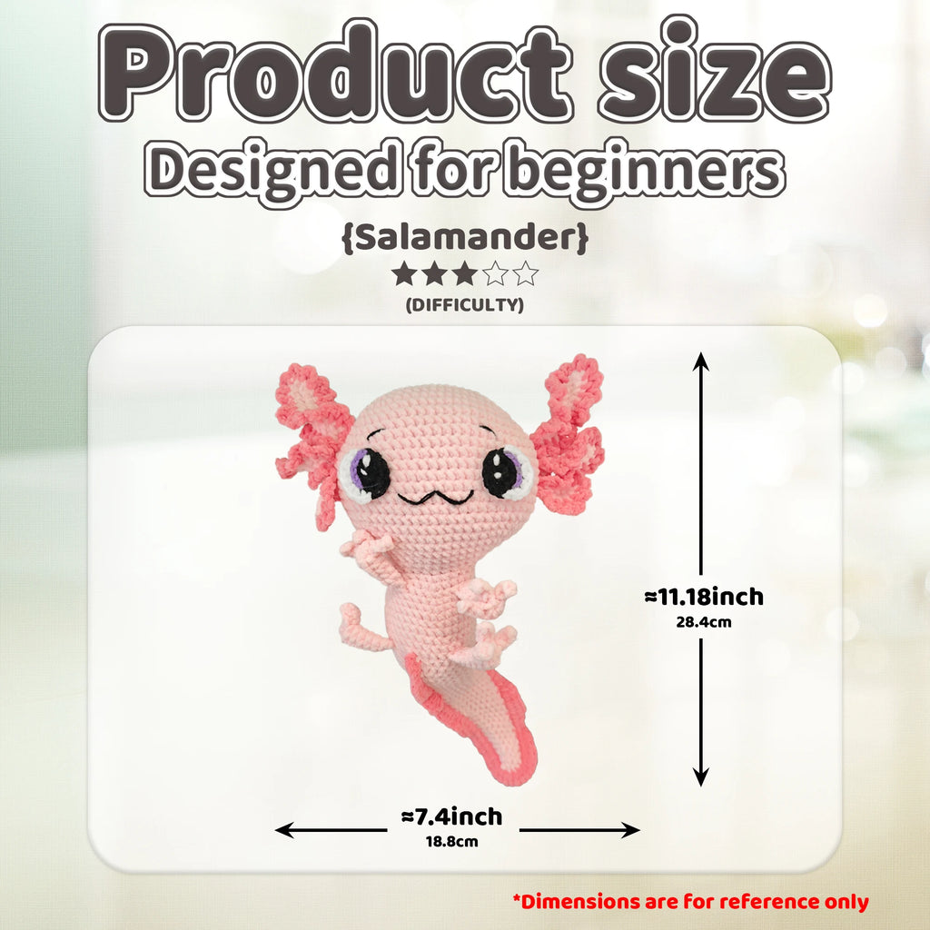 YAMAXIN Axolotl Theme Crochet Kit for Beginners - DIY Craft Tool Set with Knitting Arts And Crafts Project