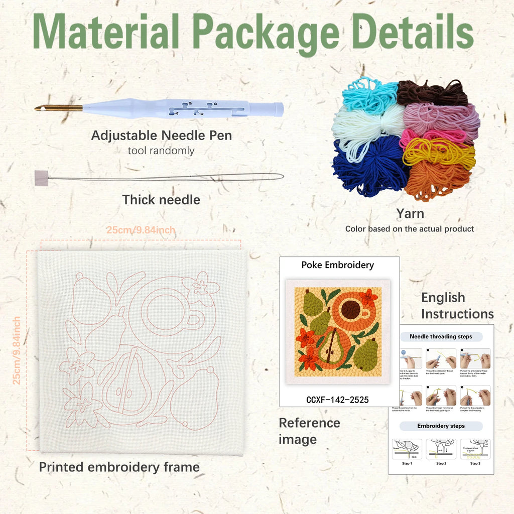 25x25cm Punch Needle Embroidery Starter Kits giraffe Pattern for Adults Beginners Handcraft Punch Needle Kits Embroidery Sewing
