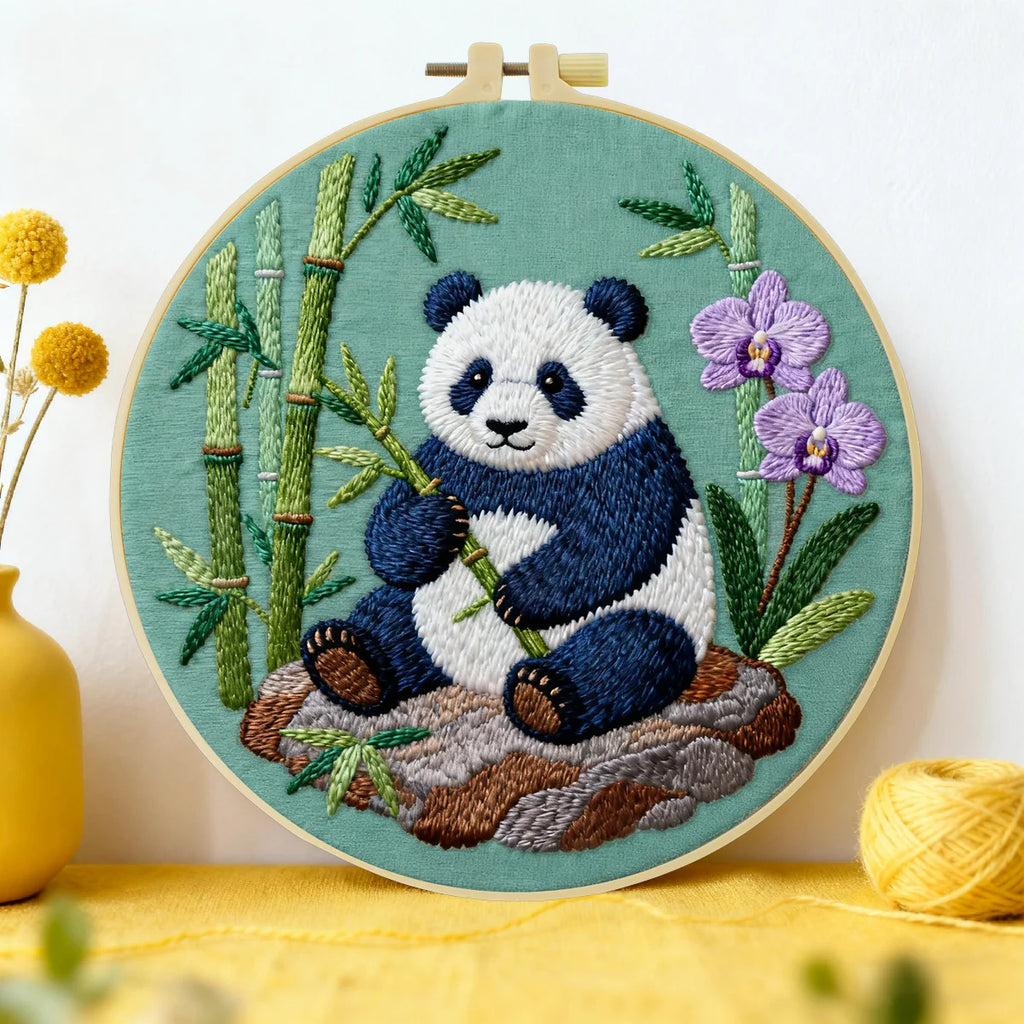 1pc 20X20CM/15X15CM 7.87/6.3inch Panda Embroidery Starter Kit DIY kit DIY embroidery kit manualidades Home Decor Craft Painting