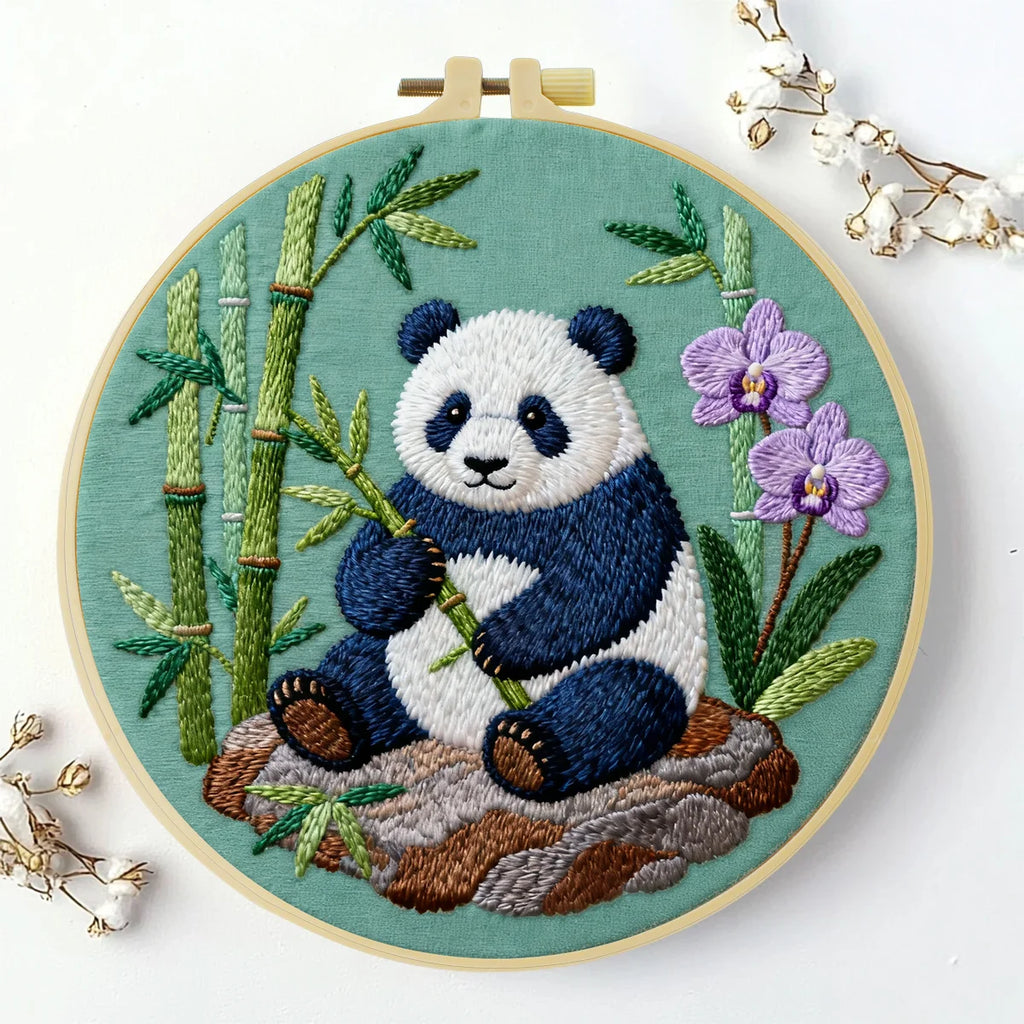 1pc 20X20CM/15X15CM 7.87/6.3inch Panda Embroidery Starter Kit DIY kit DIY embroidery kit manualidades Home Decor Craft Painting