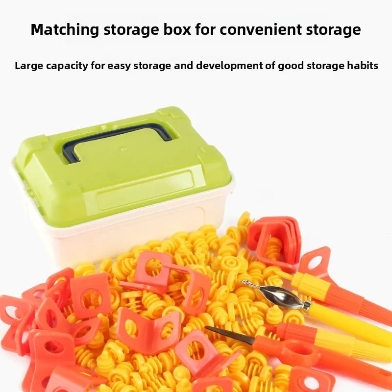 AT19-Cardboard Tools For Kids With Cutter& Tool Box-150 PCS Cardboard Construction Kit Ideal For Family& Team Activities