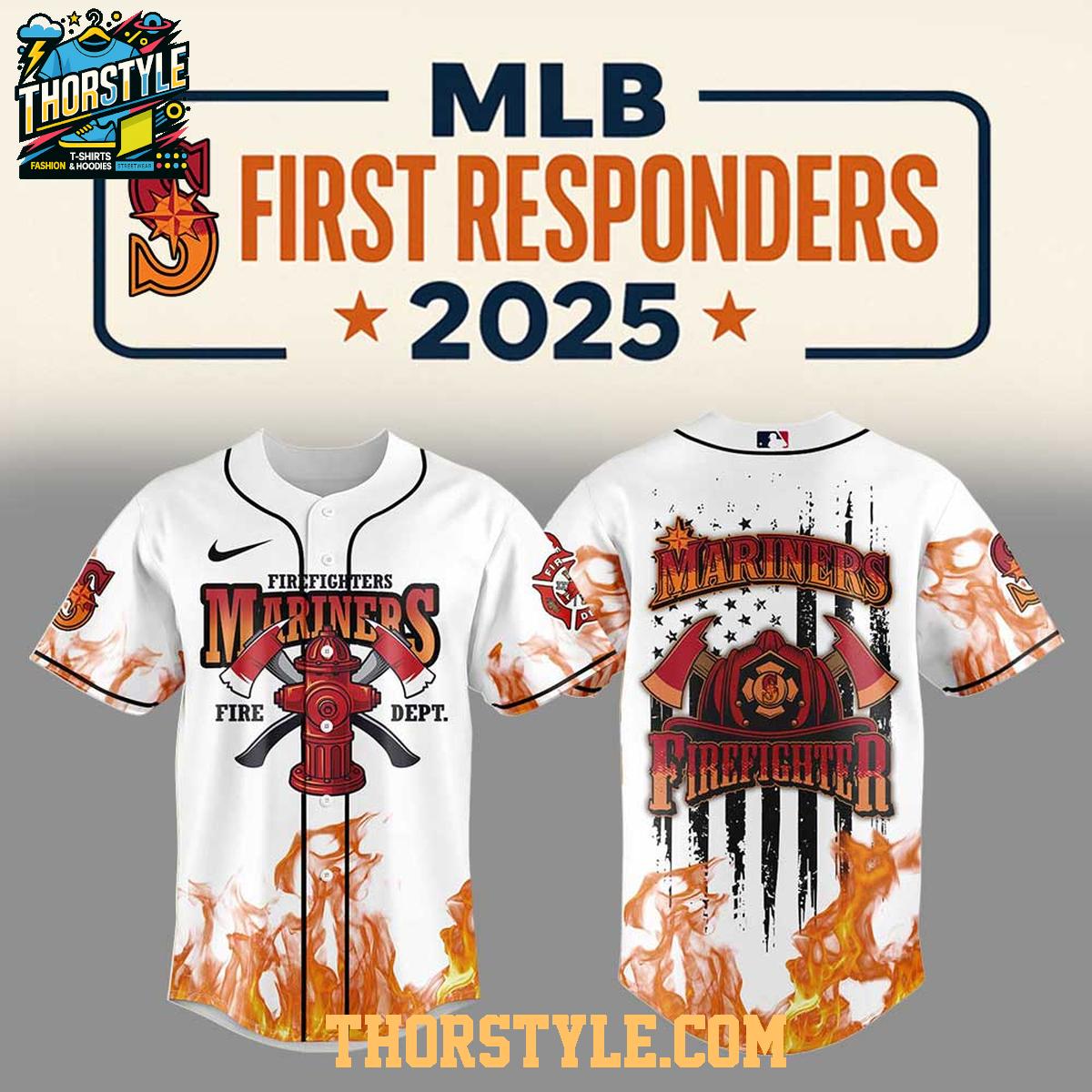 Seattle Mariners Firefighter Appreciation 2025 Fire Dept. Baseball Jersey 