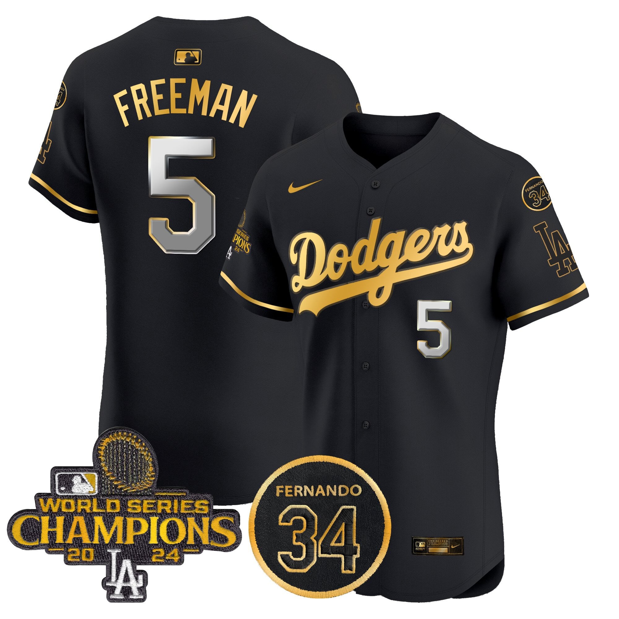 Men's Dodgers 2024 World Series Champions Patch Vapor Premier Elite Jersey V2 - All Stitched