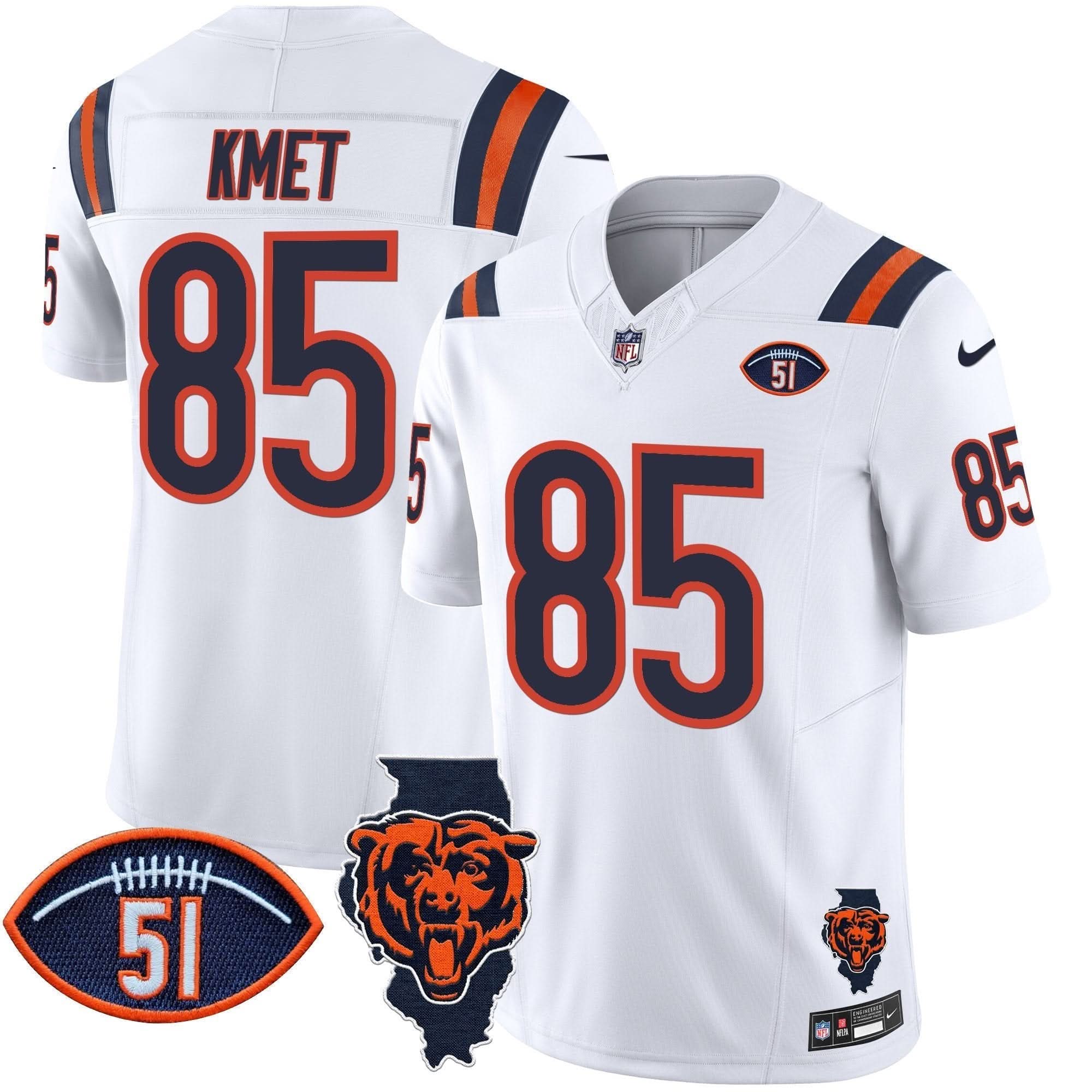 Bears Illinois Patch Vapor Limited Jersey V2 - All Stitched